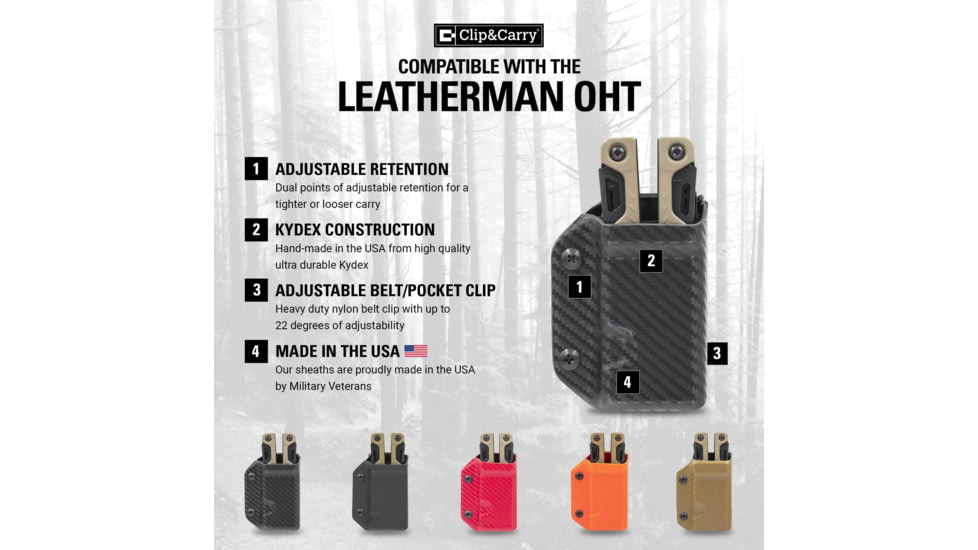 Clip &amp; Carry Kydex Sheath for the Leatherman OHT, Carbon Fiber Black, LOHT-CF-BLK