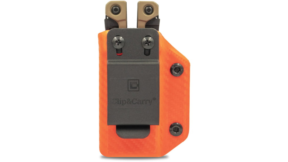 Clip &amp; Carry Kydex Sheath for the Leatherman OHT, Carbon Fiber Orange, LOHT-CF-ORNG