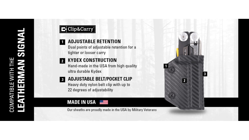 Clip &amp; Carry Kydex Sheath for the Leatherman Signal, Carbon Fiber Black, LSGNL-CF-BLK