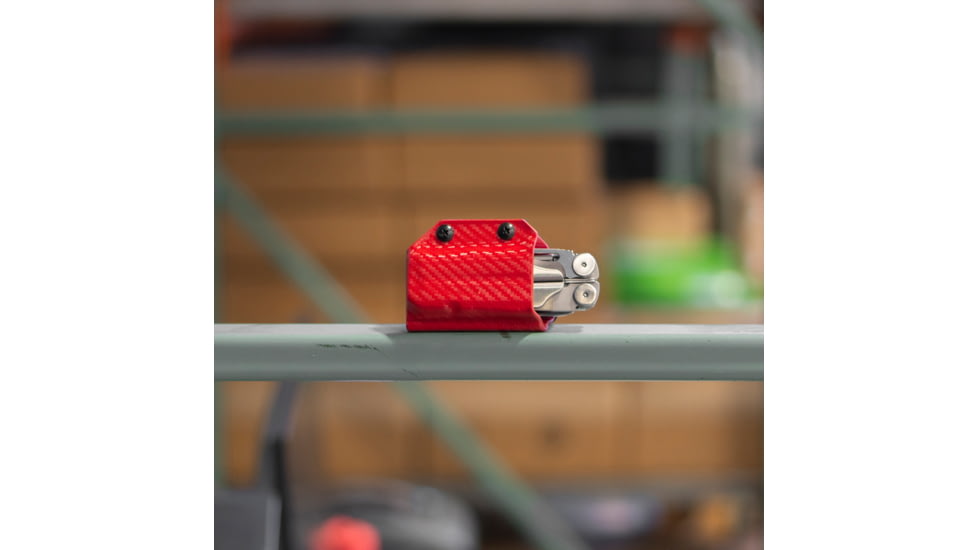 Clip &amp; Carry Kydex Sheath for the Leatherman Wave / Wave+, Carbon Fiber Red, LWAVE-CF-RED