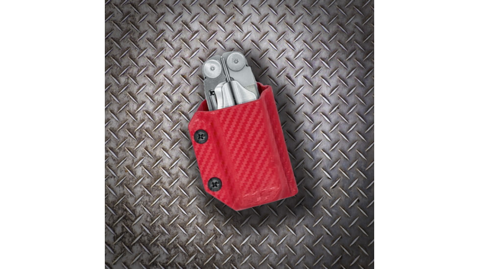 Clip &amp; Carry Kydex Sheath for the Leatherman Wave / Wave+, Carbon Fiber Red, LWAVE-CF-RED