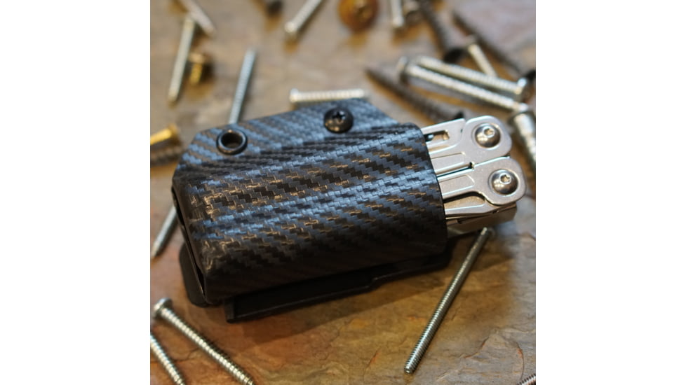 Clip &amp; Carry Kydex Sheath for the Leatherman Wingman, Sidekick, Rebar &amp; Rav, Carbon Fiber Black, LWING-CF-BLK