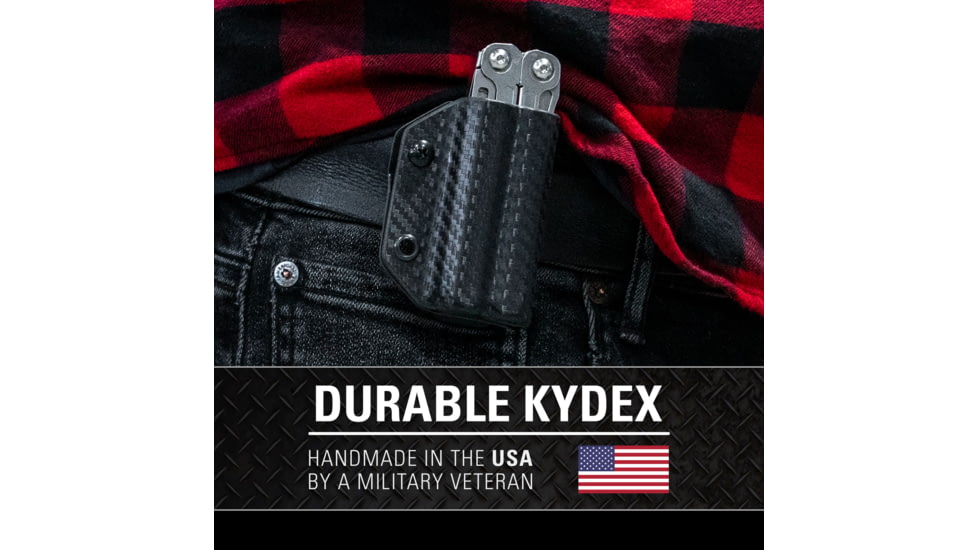 Clip &amp; Carry Kydex Sheath for the Leatherman Wingman, Sidekick, Rebar &amp; Rav, Carbon Fiber Black, LWING-CF-BLK
