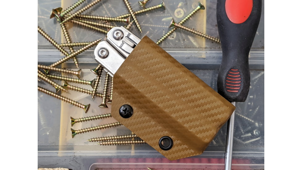 Clip &amp; Carry Kydex Sheath for the Leatherman Wingman, Sidekick, Rebar &amp; Rav, Carbon Fiber Brown, LWING-CF-BRN