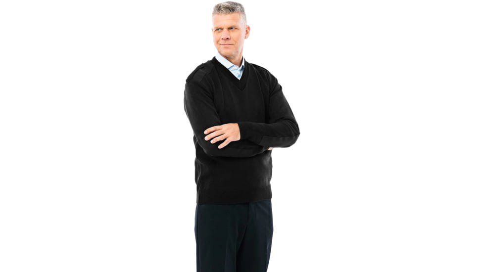 Cobmex V-neck Military With Velcro Epaulets, Poly-cotton Shoulder And Elbow Patches, Black - 2025BKXS