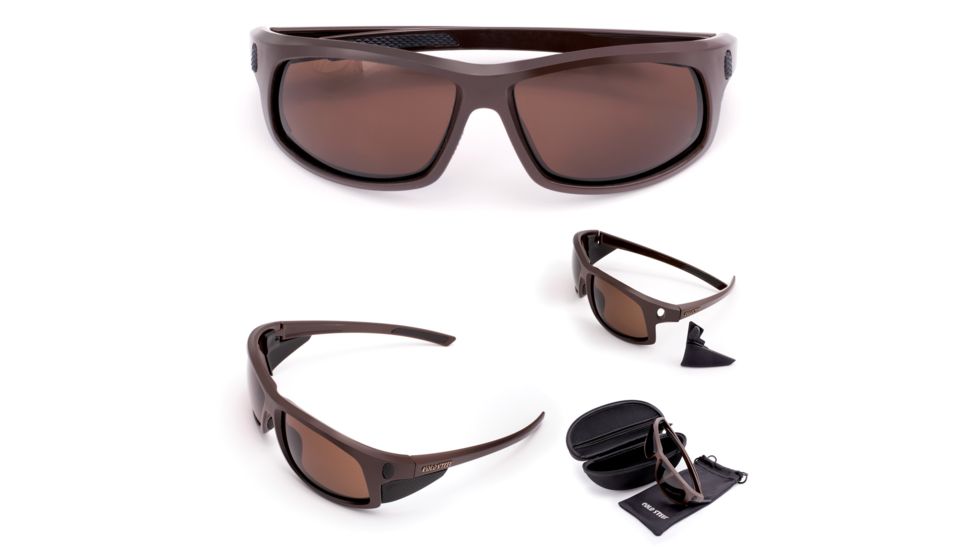 Cold Steel Battle Shades Mark I Sunglasses, Dark Matte Brown, Brown Lens, CS-EW13M