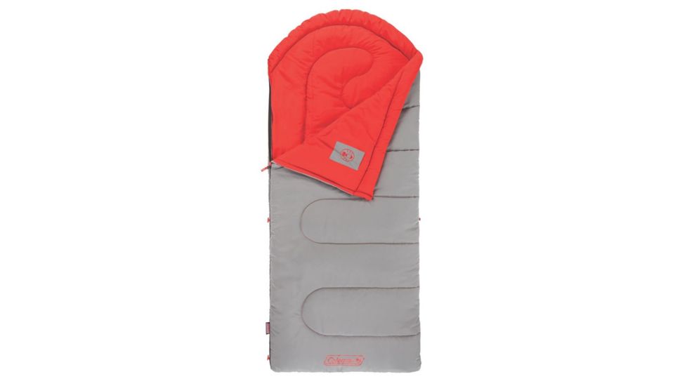 Coleman Dexter Point 50 Regular Sleeping Bag, Contoured Head, Gray / Red, 78 x 33 in 2000018127