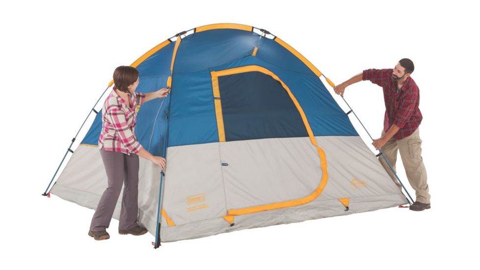 Coleman Flatiron 3-Person Instant Dome Tent W/ Integrated Rainfly, Blue / Gray, 7 x 7 ft 2000024692