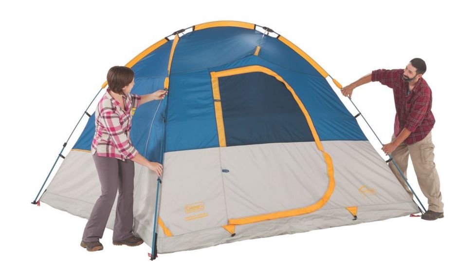 Coleman Flatiron 4-Person Instant Dome Tent W/ Integrated Rainfly, Blue / Gray, 8 x 7 ft 2000024693
