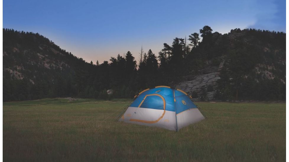 Coleman Flatiron 4-Person Instant Dome Tent W/ Integrated Rainfly, Blue / Gray, 8 x 7 ft 2000024693
