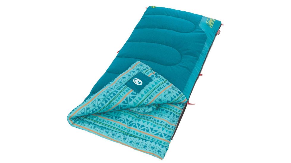 Coleman Kid's 50 Rect Sleeping Bag, Glow In The Dark Design, Interior Tuck Pocket, Teal, 60 x 26 in 2000035901