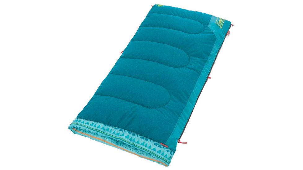 Coleman Kid's 50 Rect Sleeping Bag, Glow In The Dark Design, Interior Tuck Pocket, Teal, 60 x 26 in 2000035901