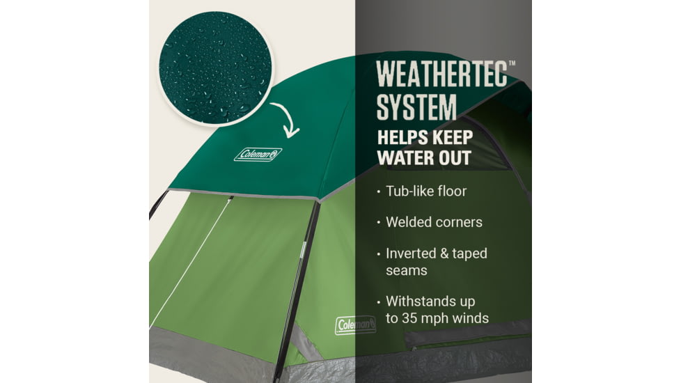 Coleman Sundome Camping Tent - 2 Person, Spruce Green, CM1010110019-9