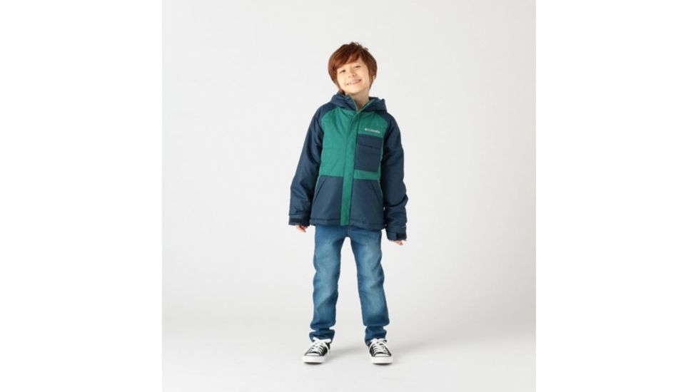 Columbia Casual Slopes Jacket - Boys, Pine Green Heather, Coll Navy Heather, Extra Large, 1801301363-XL