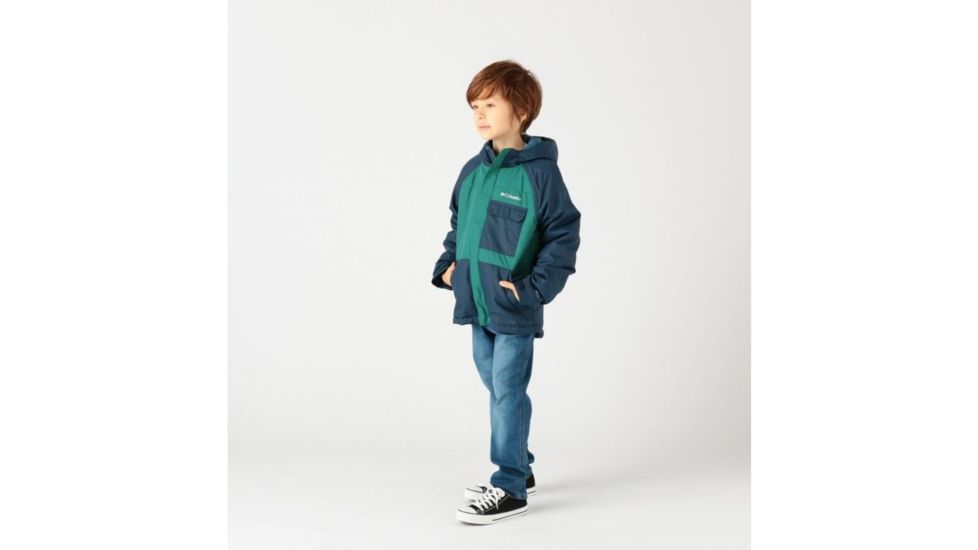 Columbia Casual Slopes Jacket - Boys, Pine Green Heather, Coll Navy Heather, Extra Large, 1801301363-XL