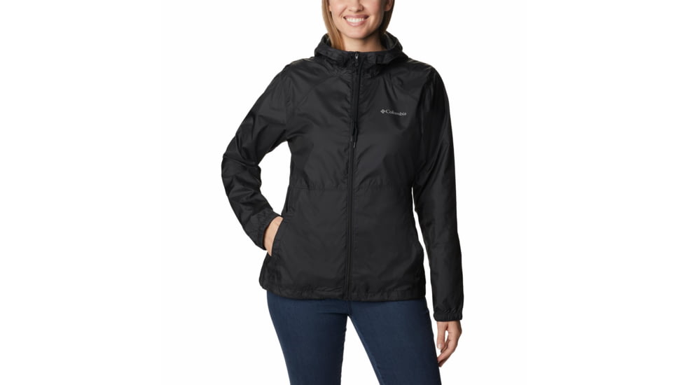 Columbia Center Ridge Windbreaker Jacket - Womens, Black/Black, Small, 1809511013Black, BlackS
