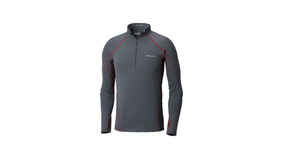 Columbia Midweight Stretch Long Sleeve Half Zip - Mens, Graphite/Red Spark, Large, 1638571055-L