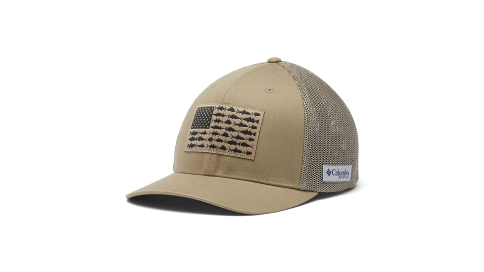 Columbia PFG Mesh Fish Flag Ball Cap, Tusk, 2XL, 1836811220TuskXXL