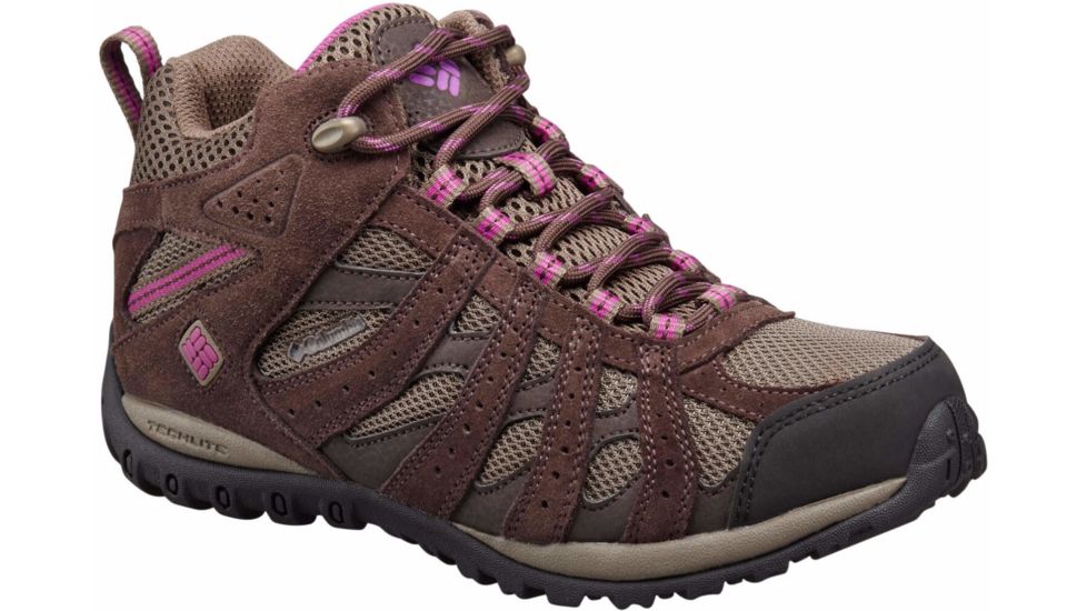 Columbia Redmond Mid Waterproof Hiking Boot - Women's-Mud/Intense Violet-Medium-6.5