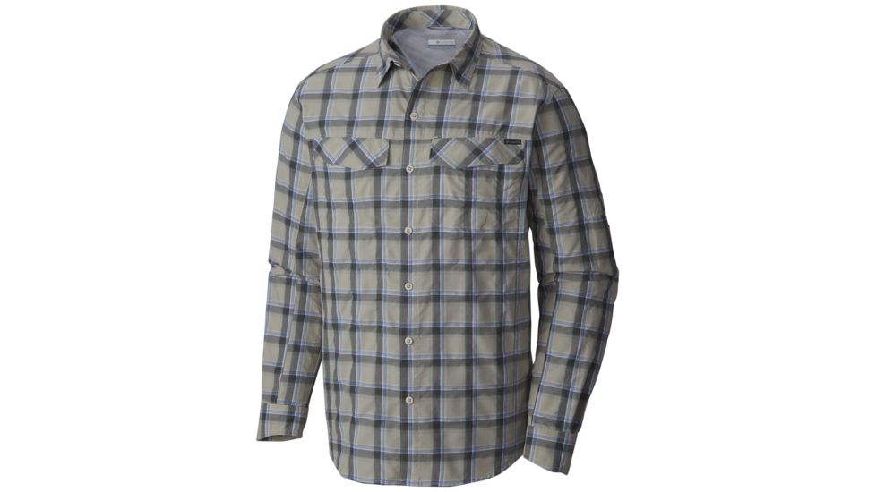 Silver Ridge Plaid Long Sleeve Shirt - Mens-Stone Heather Plaid-X-Large