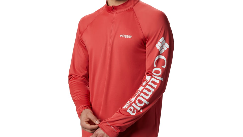 Columbia Terminal Tackle 1/4 Zip Jacket - Mens, Sunset Red, White, Small, 175682-683-S