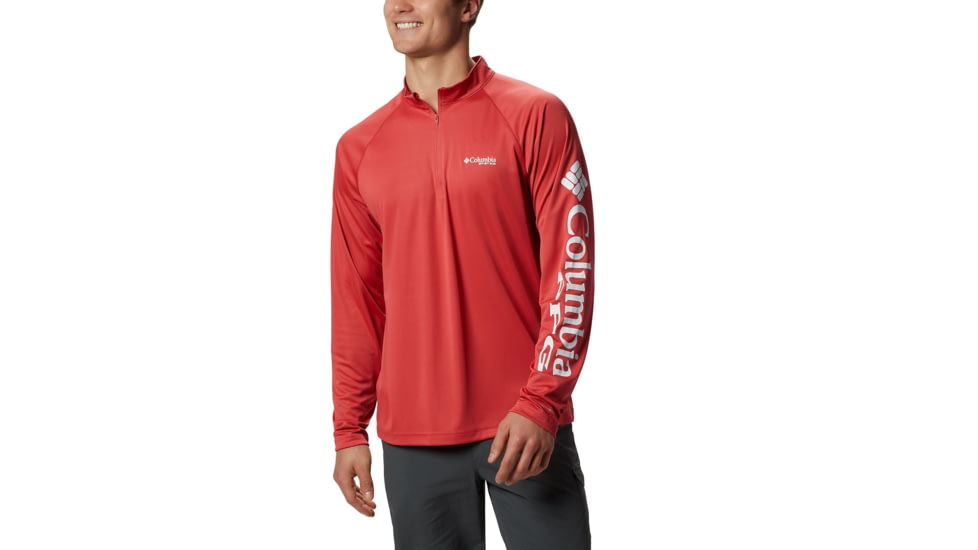 Columbia Terminal Tackle 1/4 Zip Jacket - Mens, Sunset Red, White, Small, 175682-683-S