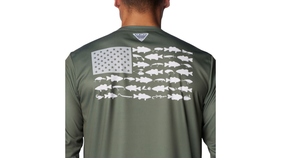 Columbia Terminal Tackle PFG Fish Flag Long Sleeve - Mens, Cypress/Cool Grey Bass Lures, 2XL, 1872661318-318-XXL