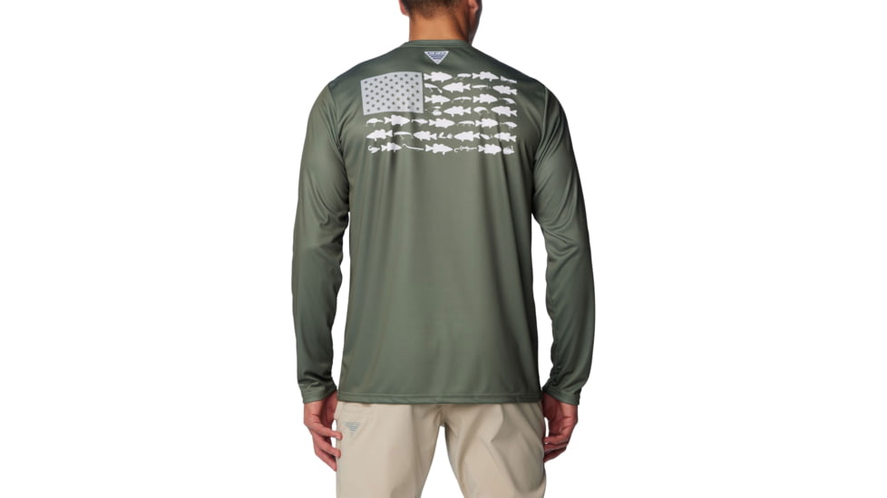 Columbia Terminal Tackle PFG Fish Flag Long Sleeve - Mens, Cypress/Cool Grey Bass Lures, 2XL, 1872661318-318-XXL