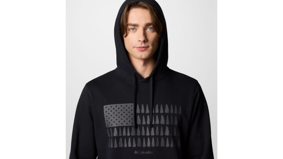 Columbia Trek Graphic Hoodie - Mens, Black/Treeline Flag Graphic, Medium, 2018491014-M
