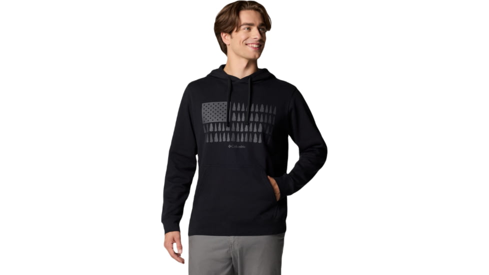 Columbia Trek Graphic Hoodie - Mens, Black/Treeline Flag Graphic, Medium, 2018491014-M