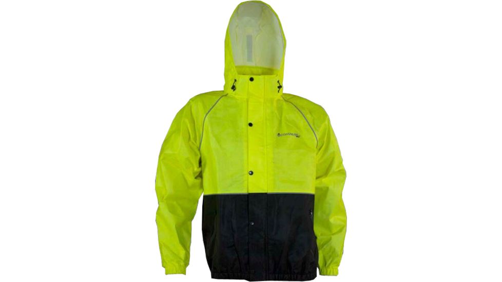 Compass 360 RainTek RoadTek Reflective Riding Jacket, HV Lime/Black w/Silver Piping, Small RT23132-5510-SM