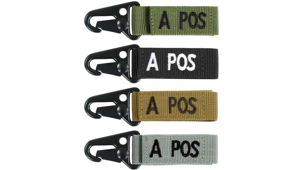 Condor Outdoor Blood Type Key Chain 4 Pcs/Pack, Apos, Olive Drab, 239A+001-1