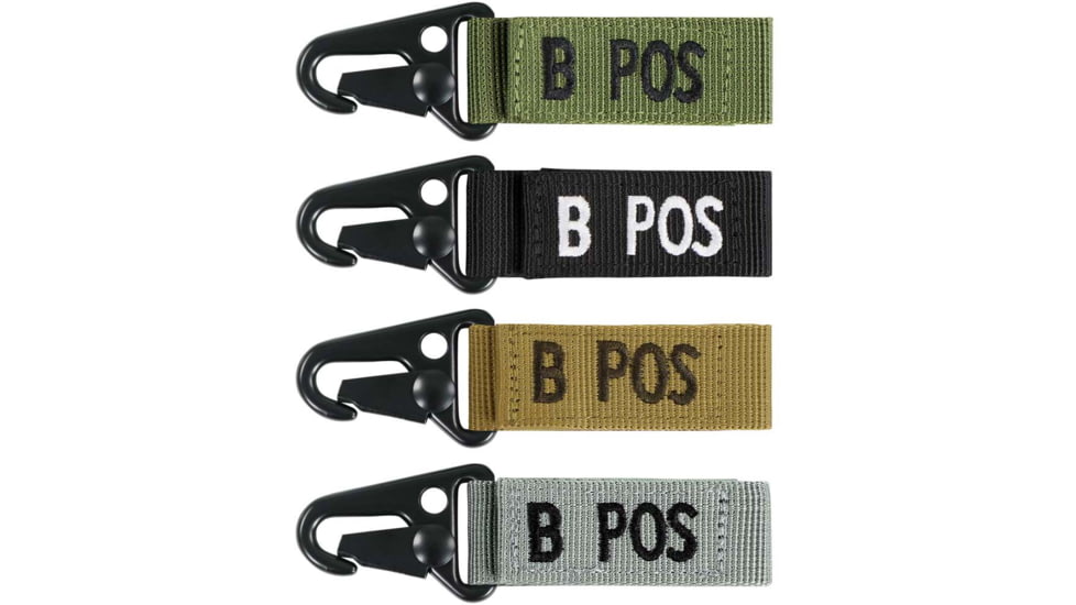 Condor Outdoor Blood Type Key Chain 4 Pcs/Pack, Bpos, Olive Drab, 239B+001-1