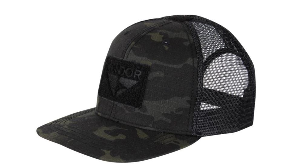 Condor Outdoor Flat Bill Trucker Hat, Multicam Black, 161150-021