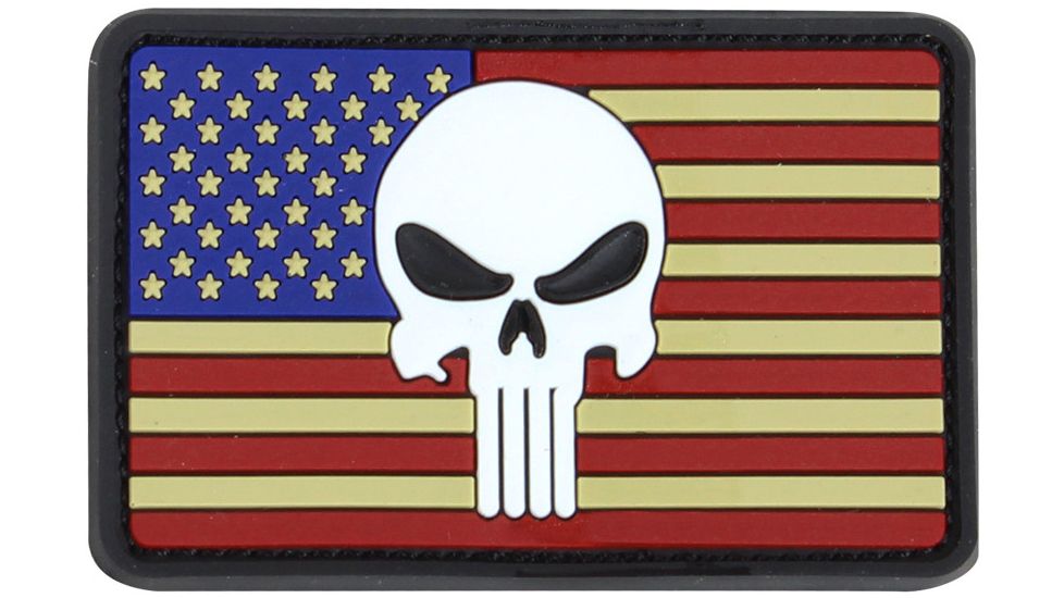 Condor Outdoor Punisher US Flag PVS Patch, 6Pcs/Pack, Red/White/Blue, 181013-004