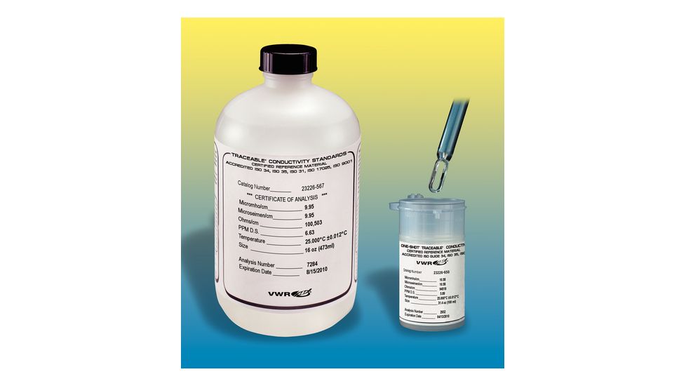 VWR Conductivity Calibration Standards 4271 Single-Use, 100 Ml (3.4 oz.) Polyethylene Bottles (NIST/ISO 17025 Certificate)