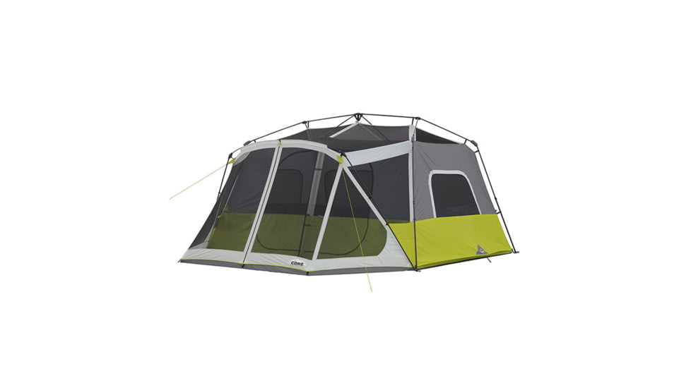 Core Equipment 10 Person Instant Cabin Tent w/Screen Room, Green/Grey, 40036