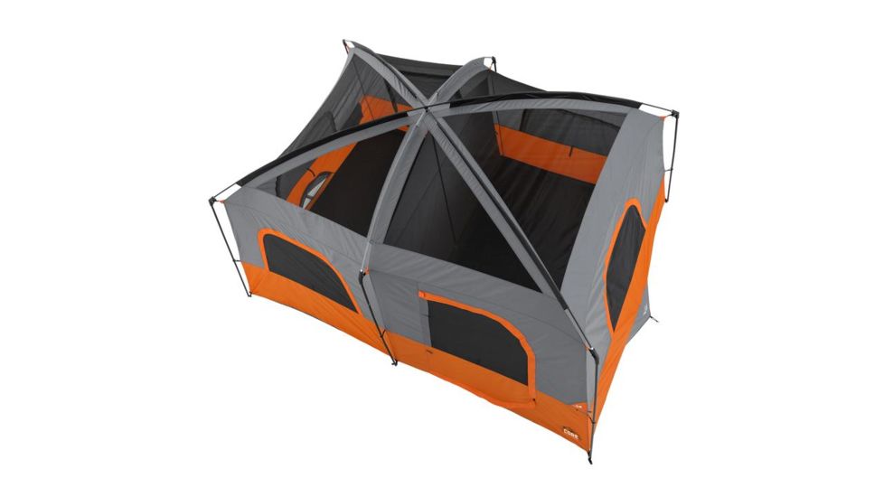 Core Equipment 10 Person Straight Wall Cabin Tent, Orange/Gray, 14 x 10 ft, 40034