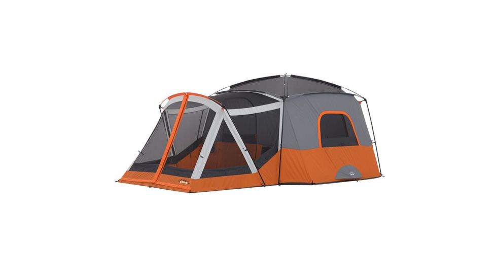 Core Equipment 11 Person Cabin Tent w/ Screen Room, Orange/Gray, 17 x 12 ft, 40035