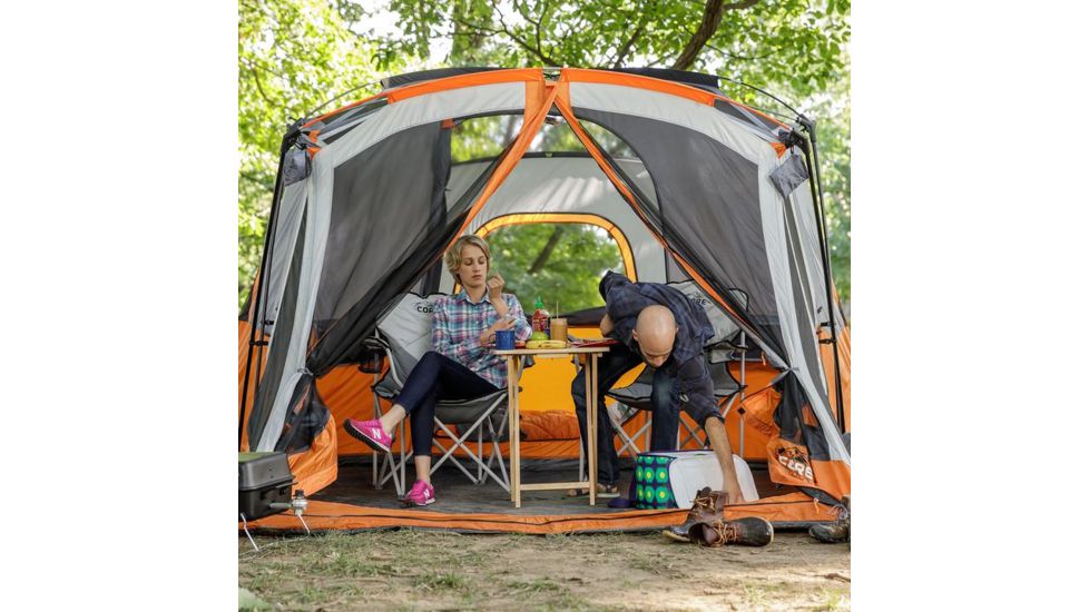 Core Equipment 11 Person Cabin Tent w/ Screen Room, Orange/Gray, 17 x 12 ft, 40035