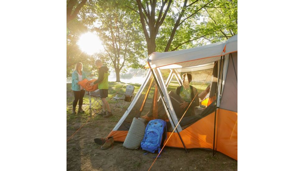 Core Equipment 11 Person Cabin Tent w/ Screen Room, Orange/Gray, 17 x 12 ft, 40035