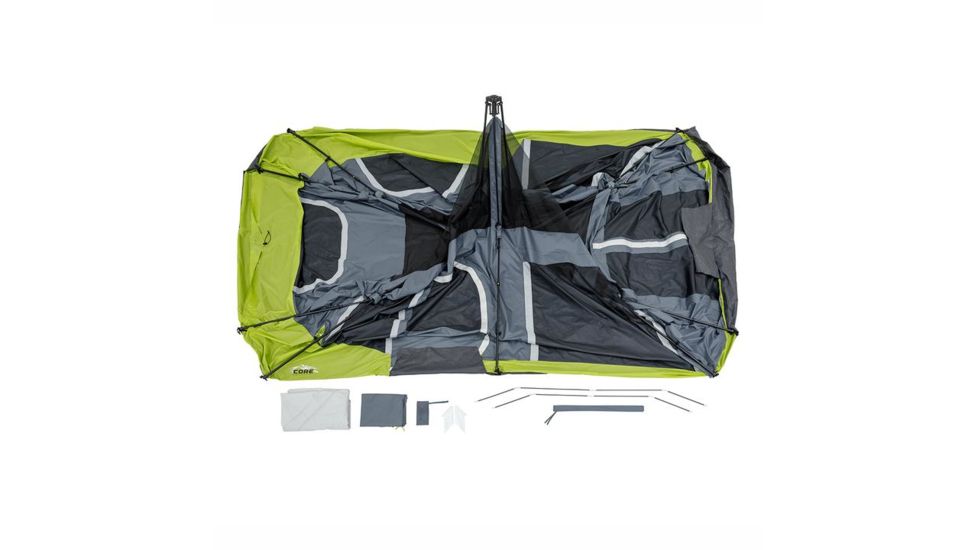 Core Equipment 12 Person instant Cabin Tent with Double Awning, Green/Gray, 18 x 10 ft, 40061
