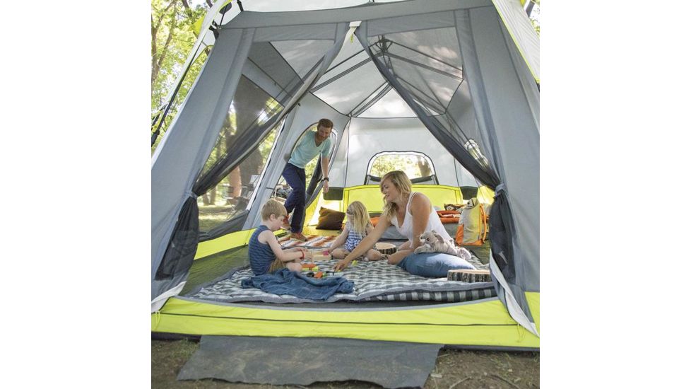 Core Equipment 12 Person instant Cabin Tent with Double Awning, Green/Gray, 18 x 10 ft, 40061