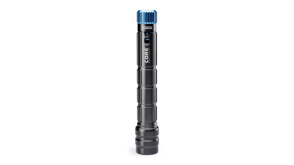 Core Equipment 1500 Lumen Rechargeable Flashlight with Auto-Brightness, Gray, 2 x 2 x 9.8 in, 40076