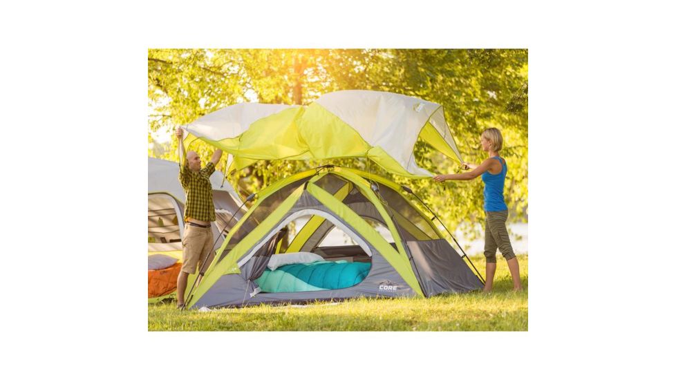 Core Equipment 4 Person Instant Dome Tent, Green/Gray, 9 x 7 ft, 40006