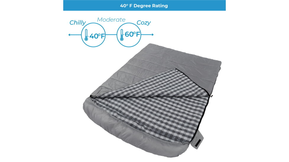 Core Equipment 40 Queen Cool Climate Sleeping Bag, Grey, 40110