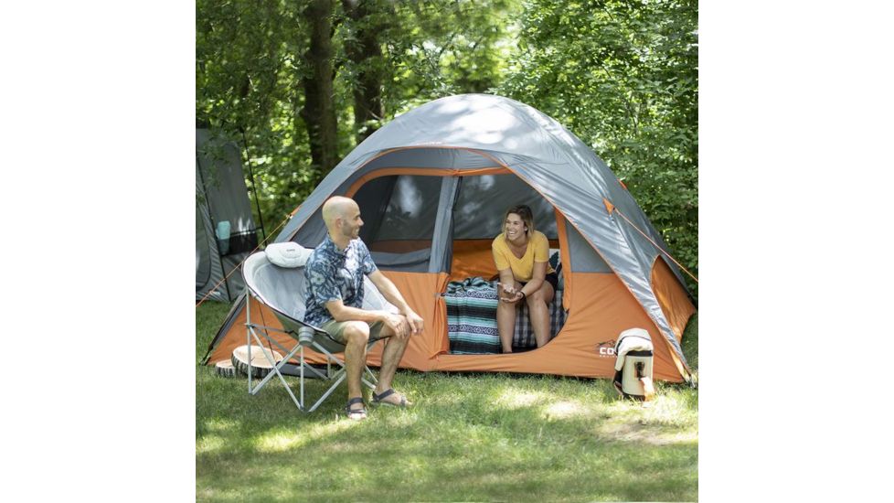 Core Equipment 6 Person Dome Tent, Orange/Gray, 11 x 9 ft, 40003