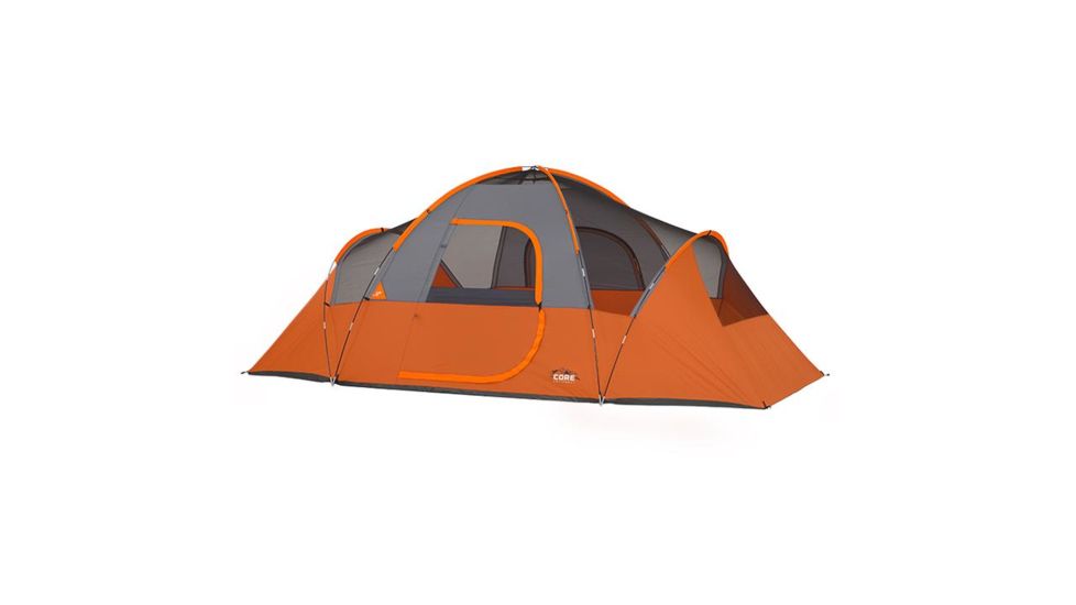 Core Equipment 9 Person Modified Dome Tent, Orange/Gray, 16 x 9 ft, 40004
