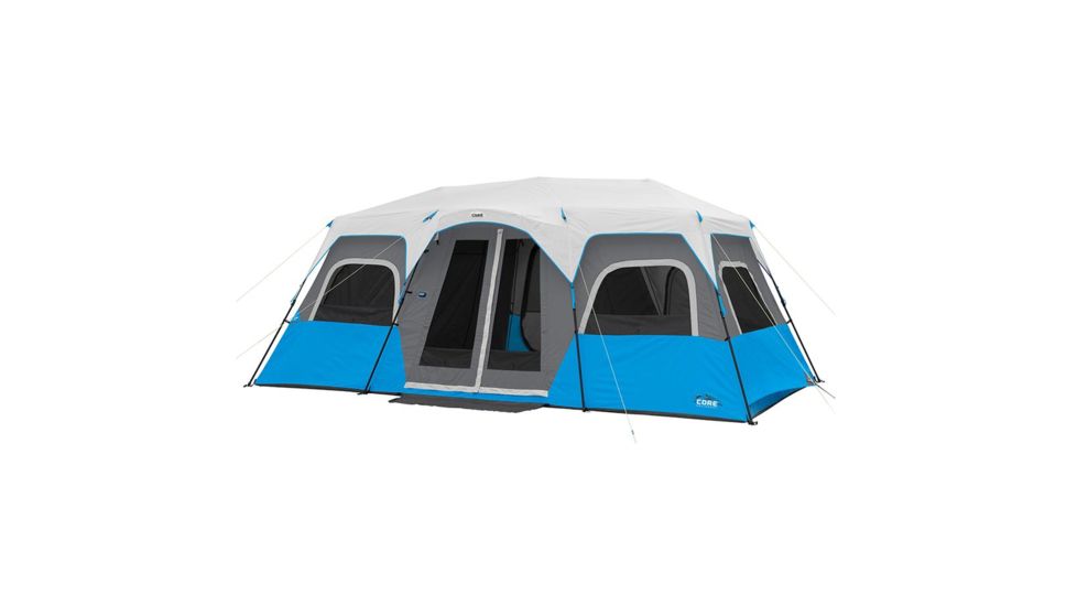 Core Equipment Lighted 12 Person Instant Cabin Tent, Blue/Gray, 18 x 10 ft, 40064