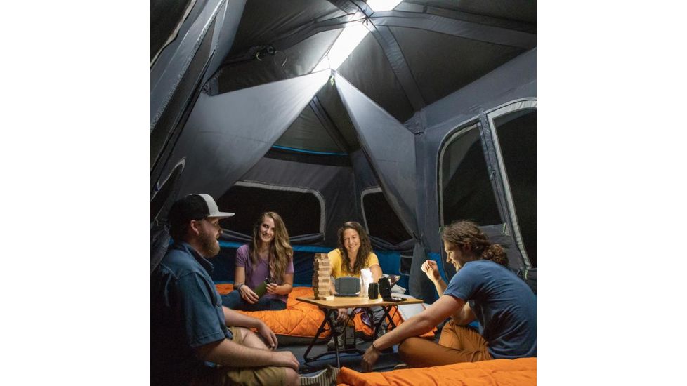 Core Equipment Lighted 12 Person Instant Cabin Tent, Blue/Gray, 18 x 10 ft, 40064